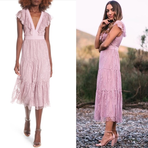 wayf imola tiered midi dress